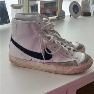 Nike White and Black High-Top Athletic Shoes